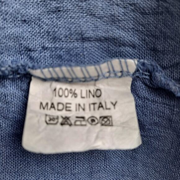 Firenze In Maglia Tank Dress 100% Linen Sleeveless Scoop Neck Mini Blue Size L - Picture 10 of 11